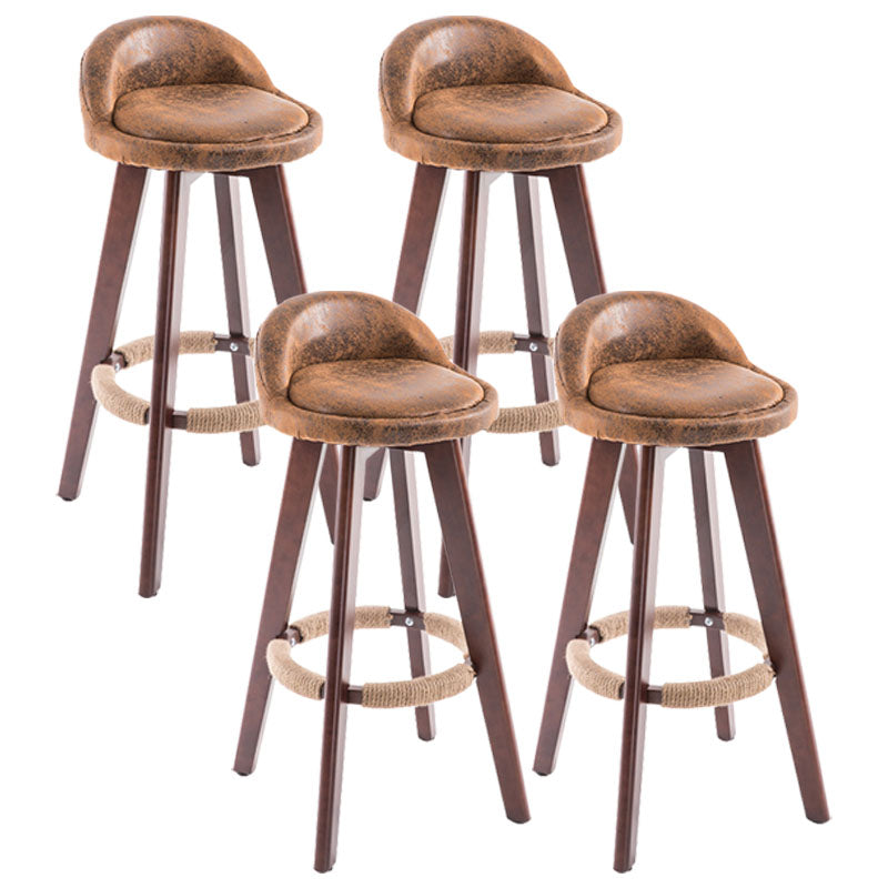 Contemporary Solid Wood Swivel Barstool Bristol Bar Stool with Footrest and Low Back Dark Brown Brown 4 Piece Set Clearhalo 'Bar Furniture' 'Bar Stools' 'bar_stools' 'furn' 'furn_bar_stools' 'furniture_bar_stools' 'Kitchen & Dining Furniture' 'kitchen&dining_furn' 'kitchen' 'kitchen_furn' Furniture' 4611370