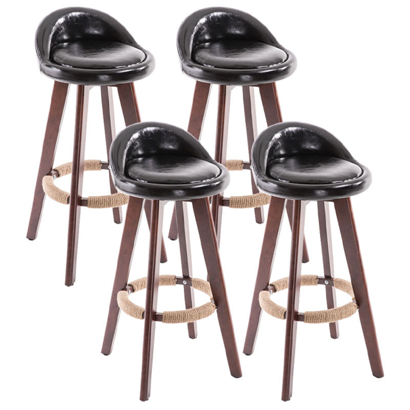 Contemporary Solid Wood Swivel Barstool Bristol Bar Stool with Footrest and Low Back Black Brown 4 Piece Set Clearhalo 'Bar Furniture' 'Bar Stools' 'bar_stools' 'furn' 'furn_bar_stools' 'furniture_bar_stools' 'Kitchen & Dining Furniture' 'kitchen&dining_furn' 'kitchen' 'kitchen_furn' Furniture' 4611373