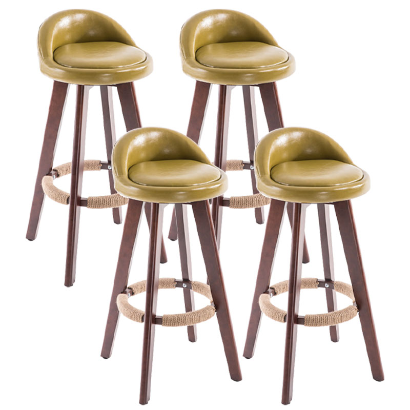 Contemporary Solid Wood Swivel Barstool Bristol Bar Stool with Footrest and Low Back Turquoise Brown 4 Piece Set Clearhalo 'Bar Furniture' 'Bar Stools' 'bar_stools' 'furn' 'furn_bar_stools' 'furniture_bar_stools' 'Kitchen & Dining Furniture' 'kitchen&dining_furn' 'kitchen' 'kitchen_furn' Furniture' 4611374
