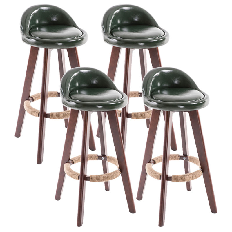 Contemporary Solid Wood Swivel Barstool Bristol Bar Stool with Footrest and Low Back Blackish Green Brown 4 Piece Set Clearhalo 'Bar Furniture' 'Bar Stools' 'bar_stools' 'furn' 'furn_bar_stools' 'furniture_bar_stools' 'Kitchen & Dining Furniture' 'kitchen&dining_furn' 'kitchen' 'kitchen_furn' Furniture' 4611375