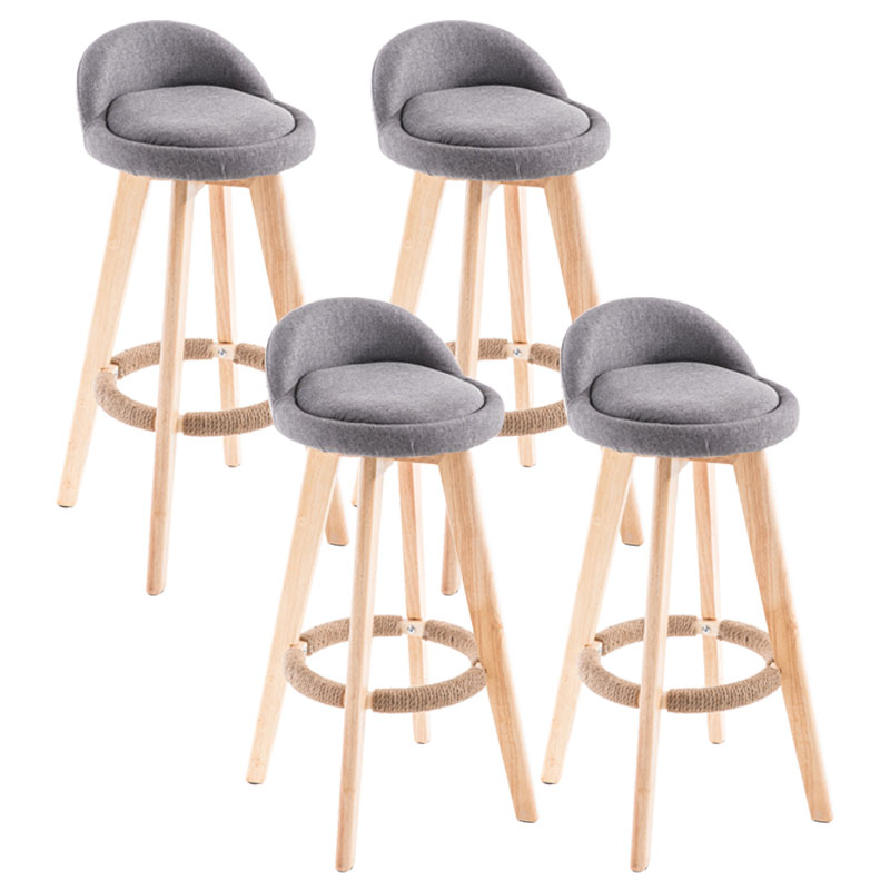 Contemporary Solid Wood Swivel Barstool Bristol Bar Stool with Footrest and Low Back Grey Natural 4 Piece Set Clearhalo 'Bar Furniture' 'Bar Stools' 'bar_stools' 'furn' 'furn_bar_stools' 'furniture_bar_stools' 'Kitchen & Dining Furniture' 'kitchen&dining_furn' 'kitchen' 'kitchen_furn' Furniture' 4611378