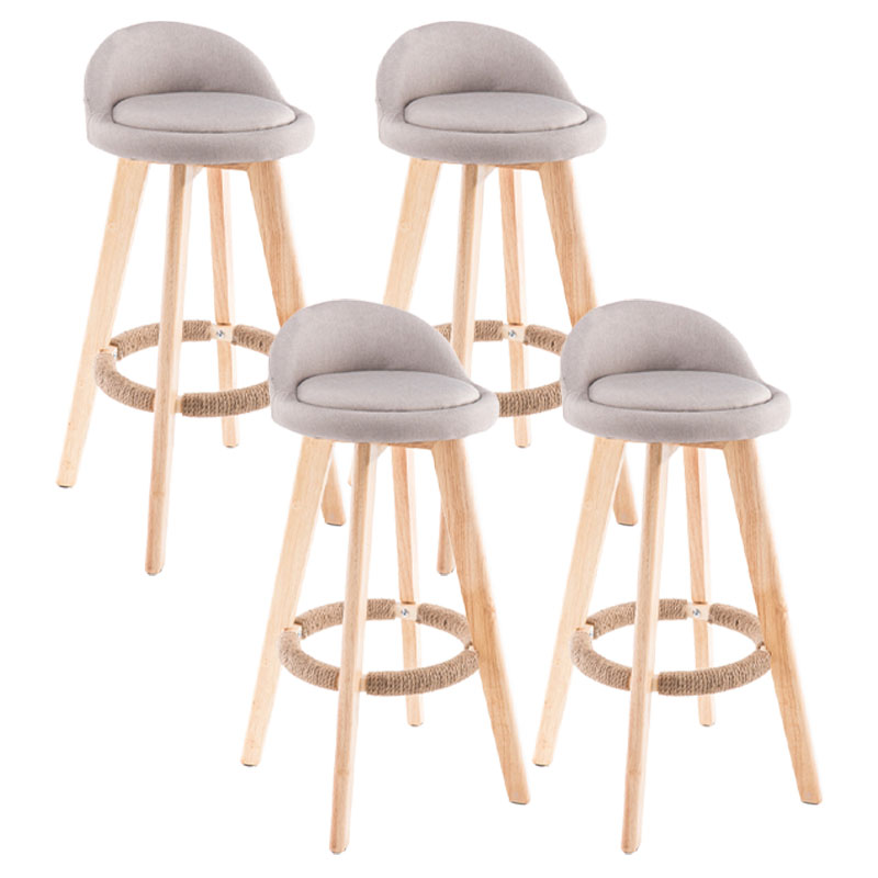 Contemporary Solid Wood Swivel Barstool Bristol Bar Stool with Footrest and Low Back Khaki Natural 4 Piece Set Clearhalo 'Bar Furniture' 'Bar Stools' 'bar_stools' 'furn' 'furn_bar_stools' 'furniture_bar_stools' 'Kitchen & Dining Furniture' 'kitchen&dining_furn' 'kitchen' 'kitchen_furn' Furniture' 4611379
