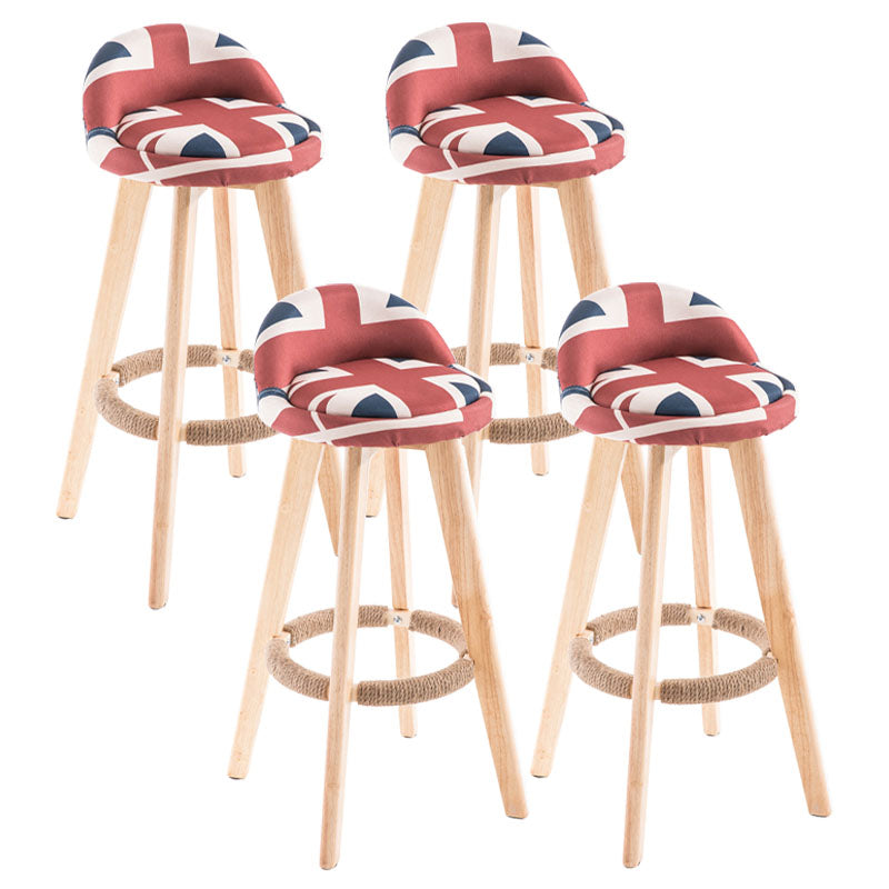 Contemporary Solid Wood Swivel Barstool Bristol Bar Stool with Footrest and Low Back Red-White-Blue Natural 4 Piece Set Clearhalo 'Bar Furniture' 'Bar Stools' 'bar_stools' 'furn' 'furn_bar_stools' 'furniture_bar_stools' 'Kitchen & Dining Furniture' 'kitchen&dining_furn' 'kitchen' 'kitchen_furn' Furniture' 4611380
