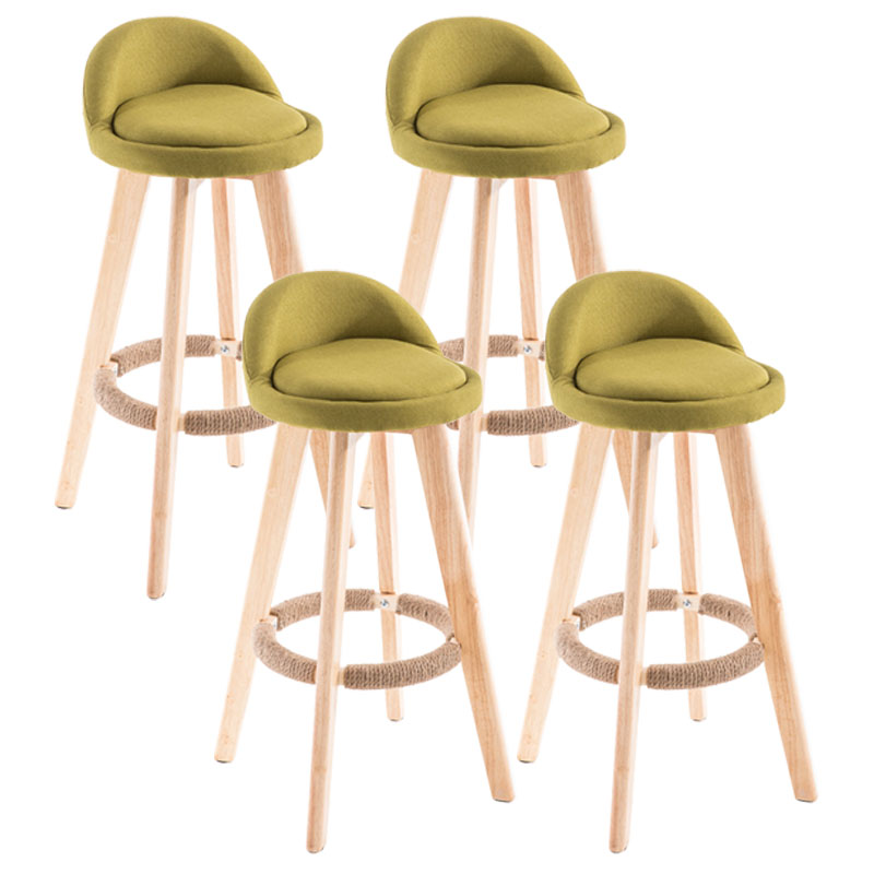 Contemporary Solid Wood Swivel Barstool Bristol Bar Stool with Footrest and Low Back Green Natural 4 Piece Set Clearhalo 'Bar Furniture' 'Bar Stools' 'bar_stools' 'furn' 'furn_bar_stools' 'furniture_bar_stools' 'Kitchen & Dining Furniture' 'kitchen&dining_furn' 'kitchen' 'kitchen_furn' Furniture' 4611381