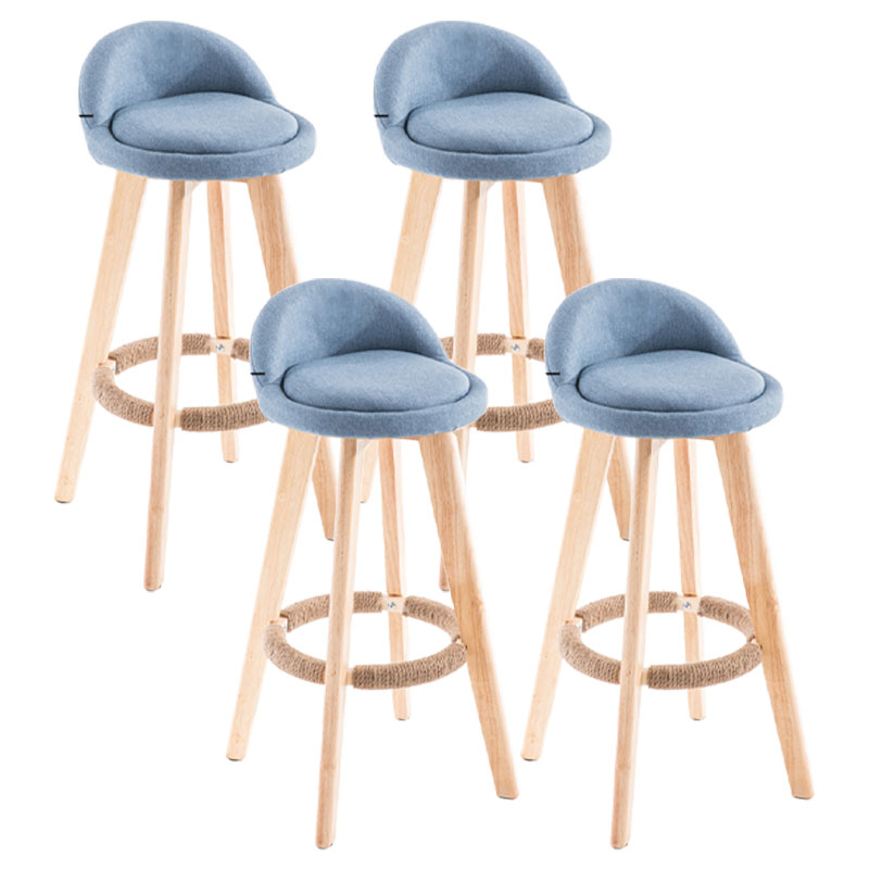 Contemporary Solid Wood Swivel Barstool Bristol Bar Stool with Footrest and Low Back Blue Natural 4 Piece Set Clearhalo 'Bar Furniture' 'Bar Stools' 'bar_stools' 'furn' 'furn_bar_stools' 'furniture_bar_stools' 'Kitchen & Dining Furniture' 'kitchen&dining_furn' 'kitchen' 'kitchen_furn' Furniture' 4611382