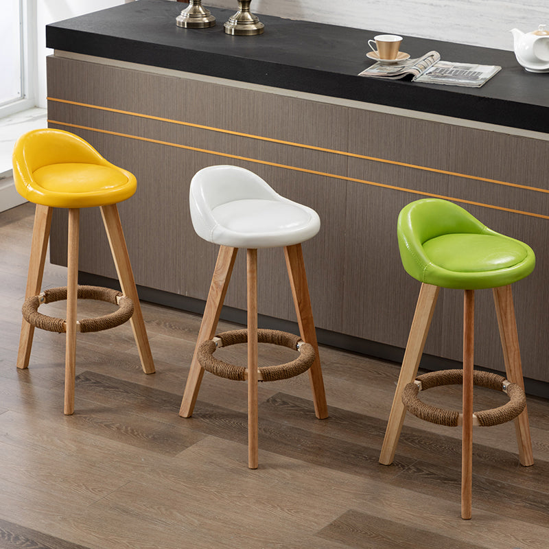 Scandinavia Style Bar-stool Round Seat Wooden Legs for Kitchen Bar Clearhalo 'Bar Furniture' 'Bar Stools' 'bar_stools' 'furn' 'furn_bar_stools' 'furniture_bar_stools' 'Kitchen & Dining Furniture' 'kitchen&dining_furn' 'kitchen' 'kitchen_furn' Furniture' 4611387