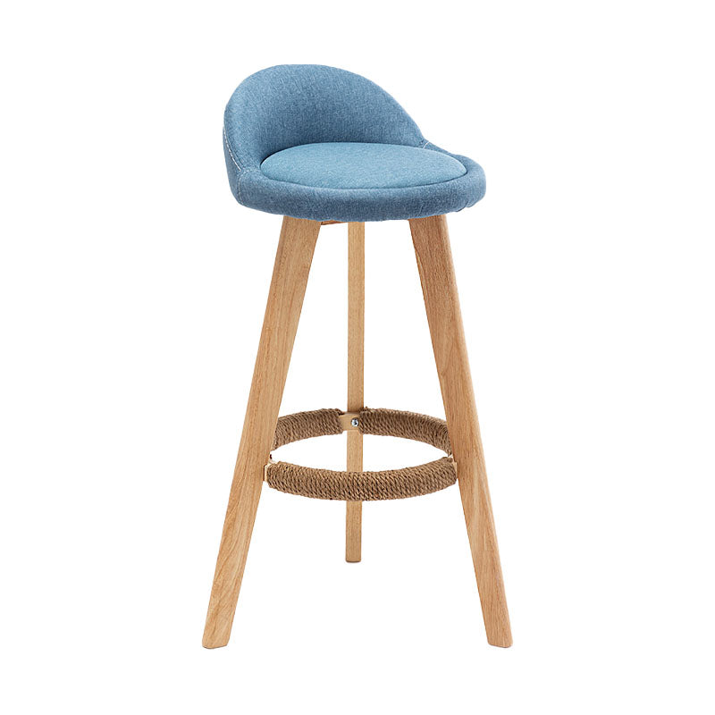 Scandinavia Style Bar-stool Round Seat Wooden Legs for Kitchen Bar Blue 1 Piece Clearhalo 'Bar Furniture' 'Bar Stools' 'bar_stools' 'furn' 'furn_bar_stools' 'furniture_bar_stools' 'Kitchen & Dining Furniture' 'kitchen&dining_furn' 'kitchen' 'kitchen_furn' Furniture' 4611388