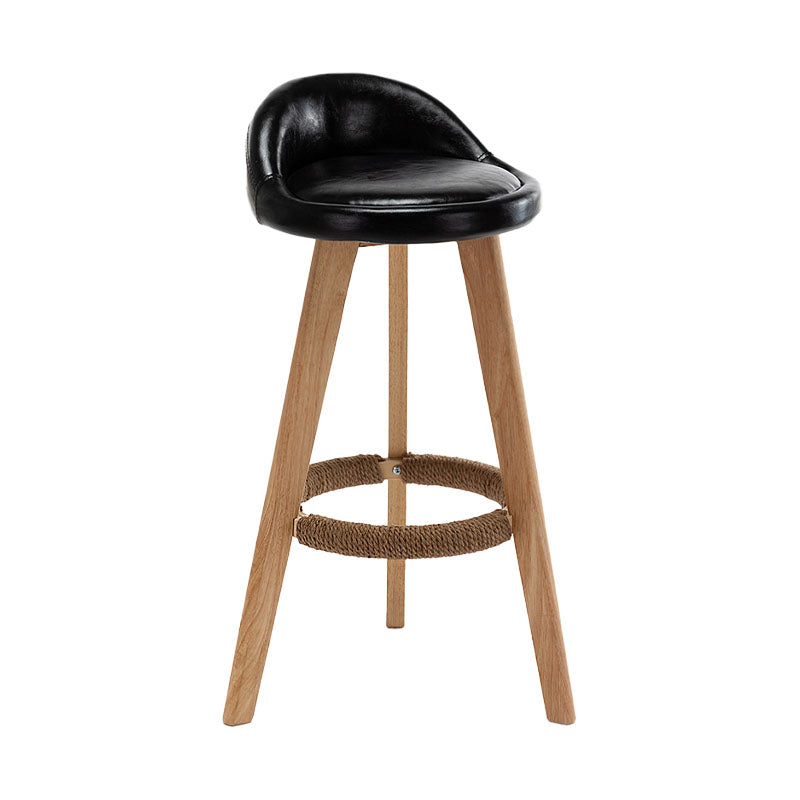 Scandinavia Style Bar-stool Round Seat Wooden Legs for Kitchen Bar Black 1 Piece Clearhalo 'Bar Furniture' 'Bar Stools' 'bar_stools' 'furn' 'furn_bar_stools' 'furniture_bar_stools' 'Kitchen & Dining Furniture' 'kitchen&dining_furn' 'kitchen' 'kitchen_furn' Furniture' 4611392