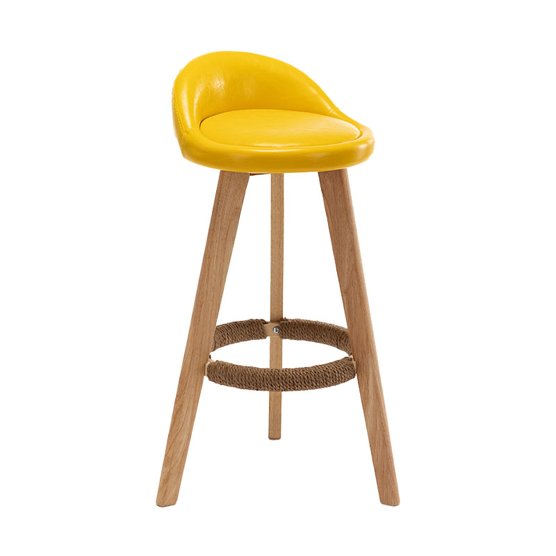 Scandinavia Style Bar-stool Round Seat Wooden Legs for Kitchen Bar Yellow 1 Piece Clearhalo 'Bar Furniture' 'Bar Stools' 'bar_stools' 'furn' 'furn_bar_stools' 'furniture_bar_stools' 'Kitchen & Dining Furniture' 'kitchen&dining_furn' 'kitchen' 'kitchen_furn' Furniture' 4611398