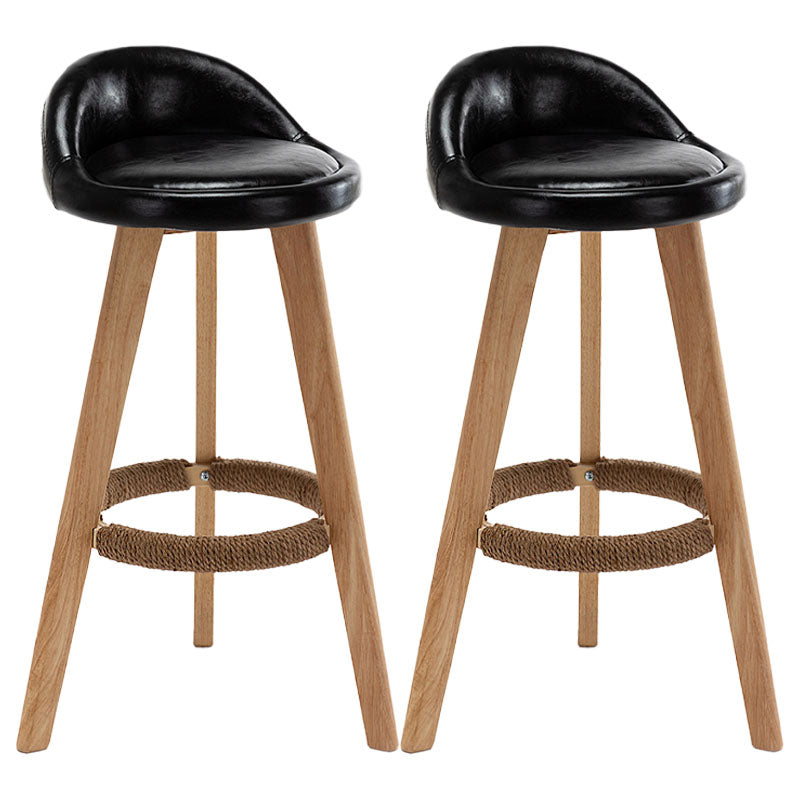 Scandinavia Style Bar-stool Round Seat Wooden Legs for Kitchen Bar Black 2 Piece Set Clearhalo 'Bar Furniture' 'Bar Stools' 'bar_stools' 'furn' 'furn_bar_stools' 'furniture_bar_stools' 'Kitchen & Dining Furniture' 'kitchen&dining_furn' 'kitchen' 'kitchen_furn' Furniture' 4611406