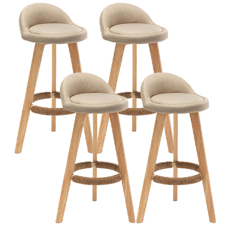 Scandinavia Style Bar-stool Round Seat Wooden Legs for Kitchen Bar Beige 4 Piece Set Clearhalo 'Bar Furniture' 'Bar Stools' 'bar_stools' 'furn' 'furn_bar_stools' 'furniture_bar_stools' 'Kitchen & Dining Furniture' 'kitchen&dining_furn' 'kitchen' 'kitchen_furn' Furniture' 4611413