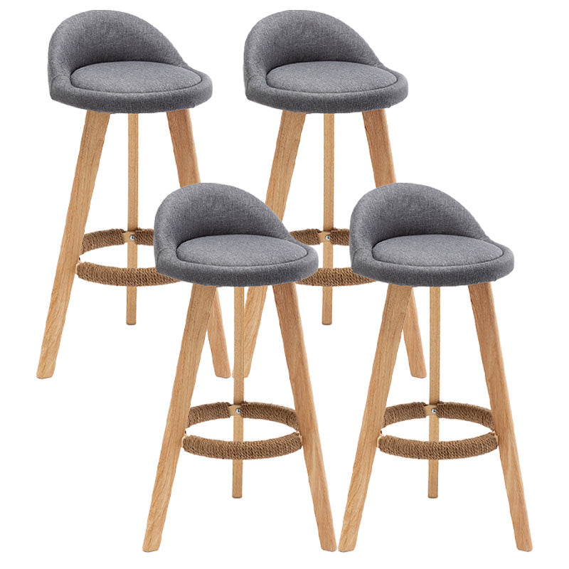 Scandinavia Style Bar-stool Round Seat Wooden Legs for Kitchen Bar Grey 4 Piece Set Clearhalo 'Bar Furniture' 'Bar Stools' 'bar_stools' 'furn' 'furn_bar_stools' 'furniture_bar_stools' 'Kitchen & Dining Furniture' 'kitchen&dining_furn' 'kitchen' 'kitchen_furn' Furniture' 4611414
