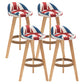 Scandinavia Style Bar-stool Round Seat Wooden Legs for Kitchen Bar Blue-Red 4 Piece Set Clearhalo 'Bar Furniture' 'Bar Stools' 'bar_stools' 'furn' 'furn_bar_stools' 'furniture_bar_stools' 'Kitchen & Dining Furniture' 'kitchen&dining_furn' 'kitchen' 'kitchen_furn' Furniture' 4611416