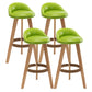 Scandinavia Style Bar-stool Round Seat Wooden Legs for Kitchen Bar Green 4 Piece Set Clearhalo 'Bar Furniture' 'Bar Stools' 'bar_stools' 'furn' 'furn_bar_stools' 'furniture_bar_stools' 'Kitchen & Dining Furniture' 'kitchen&dining_furn' 'kitchen' 'kitchen_furn' Furniture' 4611419