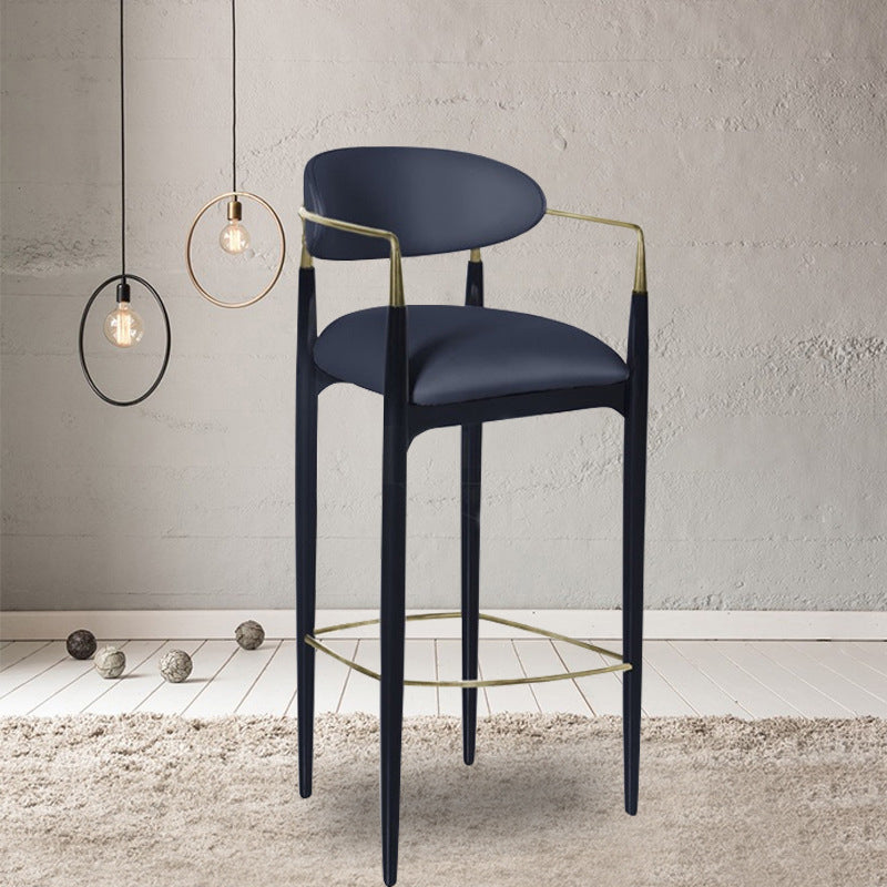 Contemporary Metal Bar Stools Indoor Barstool with Metal Legs and Low Back Clearhalo 'Bar Furniture' 'Bar Stools' 'bar_stools' 'furn' 'furn_bar_stools' 'furniture_bar_stools' 'Kitchen & Dining Furniture' 'kitchen&dining_furn' 'kitchen' 'kitchen_furn' Furniture' 4611425