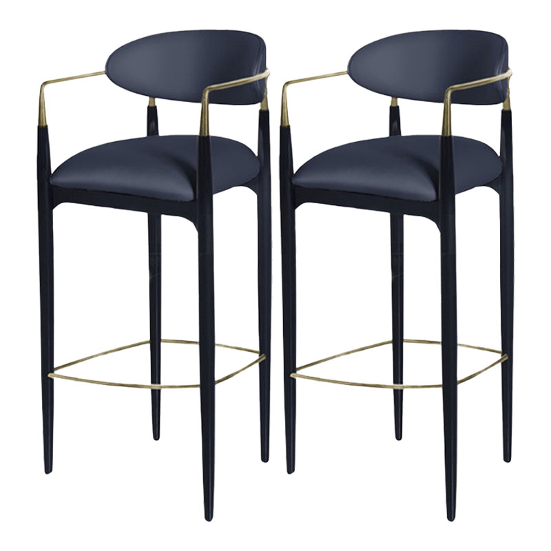 Contemporary Metal Bar Stools Indoor Barstool with Metal Legs and Low Back Royal Blue 2 Piece Set Clearhalo 'Bar Furniture' 'Bar Stools' 'bar_stools' 'furn' 'furn_bar_stools' 'furniture_bar_stools' 'Kitchen & Dining Furniture' 'kitchen&dining_furn' 'kitchen' 'kitchen_furn' Furniture' 4611431