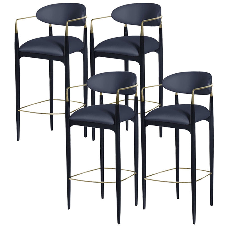 Contemporary Metal Bar Stools Indoor Barstool with Metal Legs and Low Back Royal Blue 4 Piece Set Clearhalo 'Bar Furniture' 'Bar Stools' 'bar_stools' 'furn' 'furn_bar_stools' 'furniture_bar_stools' 'Kitchen & Dining Furniture' 'kitchen&dining_furn' 'kitchen' 'kitchen_furn' Furniture' 4611438