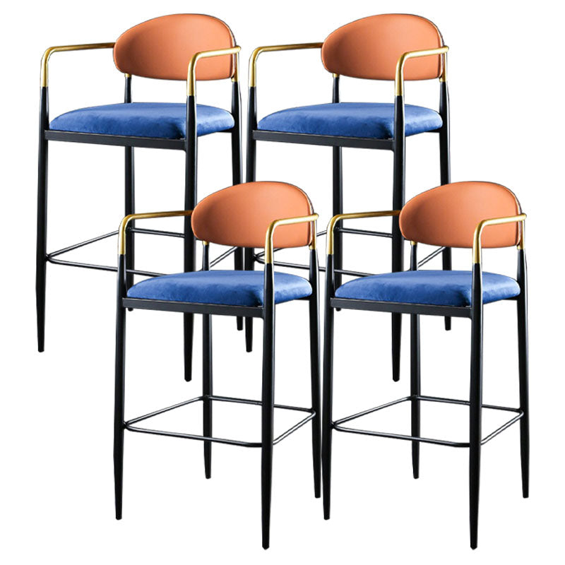 Contemporary Metal Bar Stools Indoor Barstool with Metal Legs and Low Back Orange 4 Piece Set Clearhalo 'Bar Furniture' 'Bar Stools' 'bar_stools' 'furn' 'furn_bar_stools' 'furniture_bar_stools' 'Kitchen & Dining Furniture' 'kitchen&dining_furn' 'kitchen' 'kitchen_furn' Furniture' 4611440