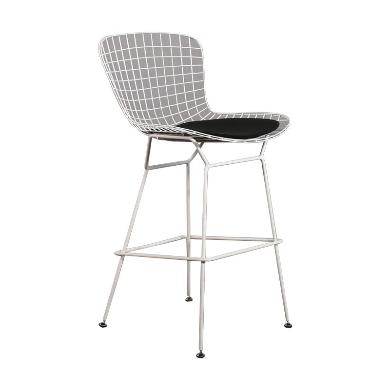 Contemporary Metal Barstools Indoor Bar Stool with Low Back and Footrest White Black 1 Piece Clearhalo 'Bar Furniture' 'Bar Stools' 'bar_stools' 'furn' 'furn_bar_stools' 'furniture_bar_stools' 'Kitchen & Dining Furniture' 'kitchen&dining_furn' 'kitchen' 'kitchen_furn' Furniture' 4611445