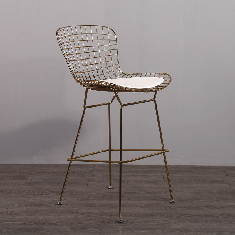 Contemporary Metal Barstools Indoor Bar Stool with Low Back and Footrest Clearhalo 'Bar Furniture' 'Bar Stools' 'bar_stools' 'furn' 'furn_bar_stools' 'furniture_bar_stools' 'Kitchen & Dining Furniture' 'kitchen&dining_furn' 'kitchen' 'kitchen_furn' Furniture' 4611446