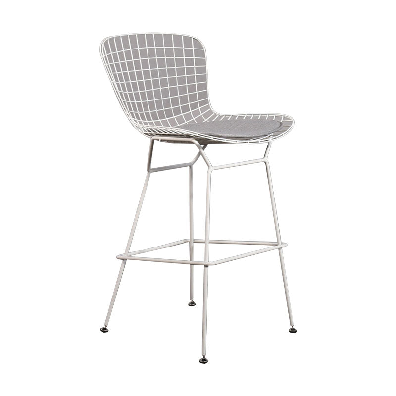 Contemporary Metal Barstools Indoor Bar Stool with Low Back and Footrest White Gray 1 Piece Clearhalo 'Bar Furniture' 'Bar Stools' 'bar_stools' 'furn' 'furn_bar_stools' 'furniture_bar_stools' 'Kitchen & Dining Furniture' 'kitchen&dining_furn' 'kitchen' 'kitchen_furn' Furniture' 4611447