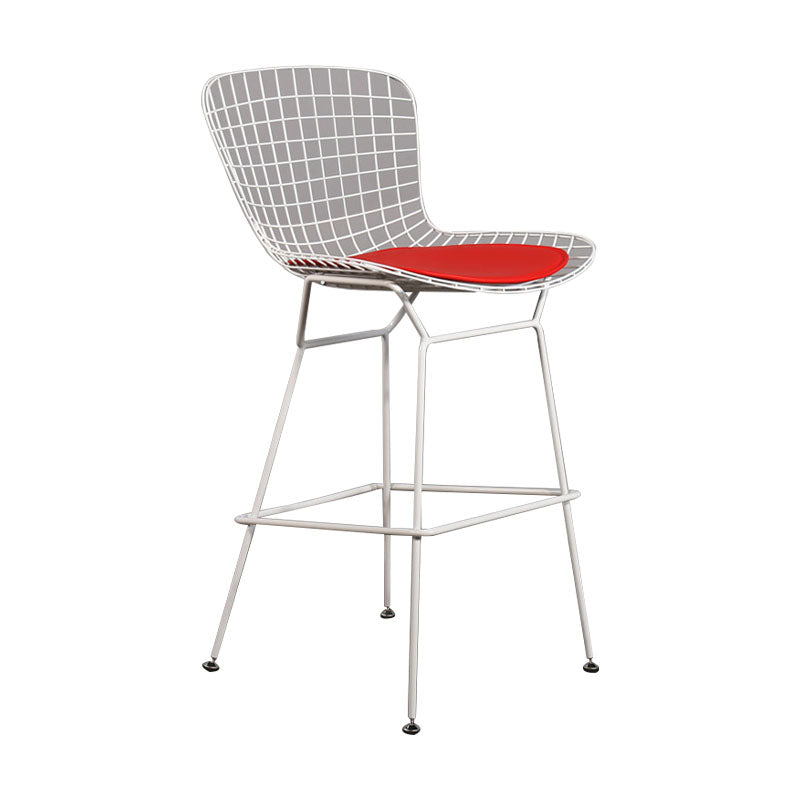 Contemporary Metal Barstools Indoor Bar Stool with Low Back and Footrest White Red 1 Piece Clearhalo 'Bar Furniture' 'Bar Stools' 'bar_stools' 'furn' 'furn_bar_stools' 'furniture_bar_stools' 'Kitchen & Dining Furniture' 'kitchen&dining_furn' 'kitchen' 'kitchen_furn' Furniture' 4611449