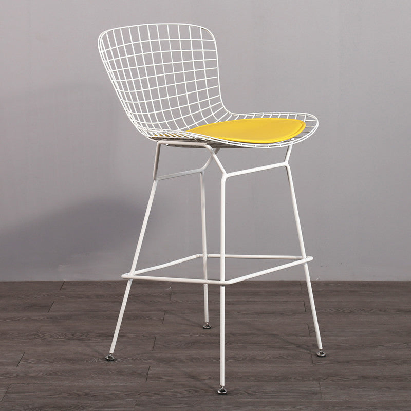 Contemporary Metal Barstools Indoor Bar Stool with Low Back and Footrest Clearhalo 'Bar Furniture' 'Bar Stools' 'bar_stools' 'furn' 'furn_bar_stools' 'furniture_bar_stools' 'Kitchen & Dining Furniture' 'kitchen&dining_furn' 'kitchen' 'kitchen_furn' Furniture' 4611450