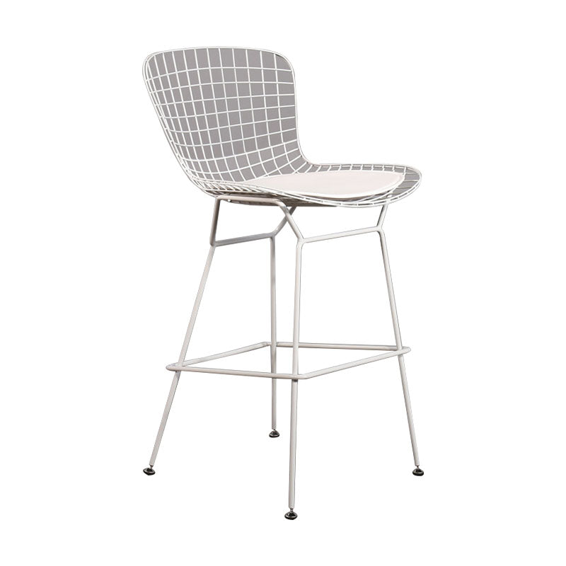 Contemporary Metal Barstools Indoor Bar Stool with Low Back and Footrest White White 1 Piece Clearhalo 'Bar Furniture' 'Bar Stools' 'bar_stools' 'furn' 'furn_bar_stools' 'furniture_bar_stools' 'Kitchen & Dining Furniture' 'kitchen&dining_furn' 'kitchen' 'kitchen_furn' Furniture' 4611451