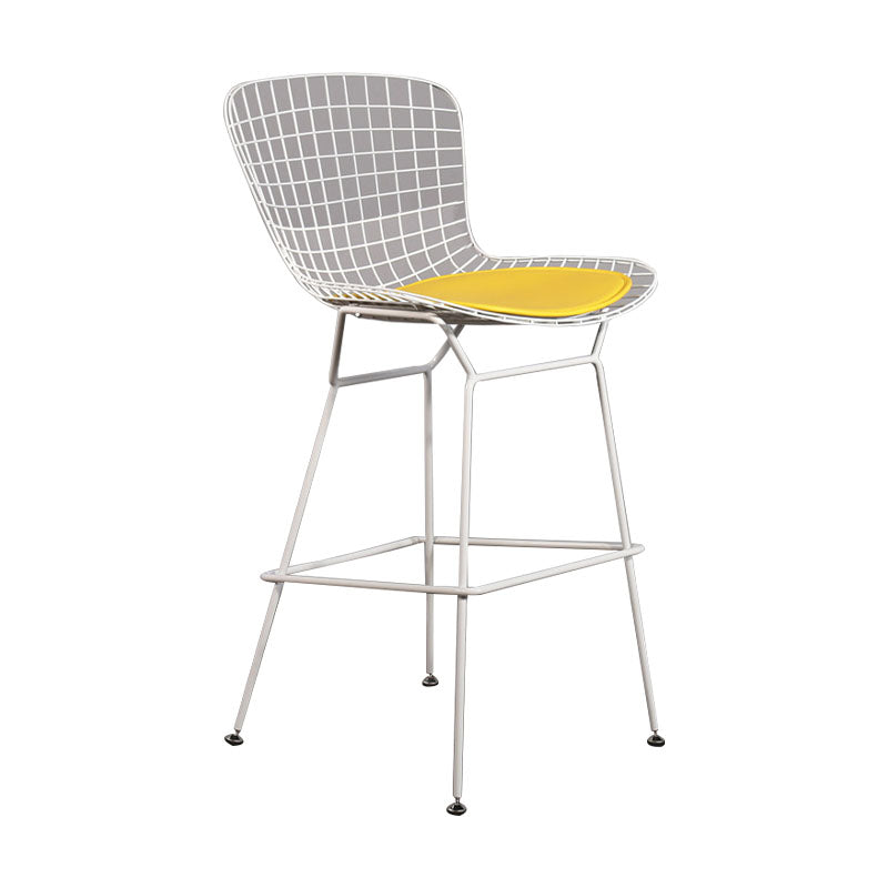 Contemporary Metal Barstools Indoor Bar Stool with Low Back and Footrest White Yellow 1 Piece Clearhalo 'Bar Furniture' 'Bar Stools' 'bar_stools' 'furn' 'furn_bar_stools' 'furniture_bar_stools' 'Kitchen & Dining Furniture' 'kitchen&dining_furn' 'kitchen' 'kitchen_furn' Furniture' 4611452