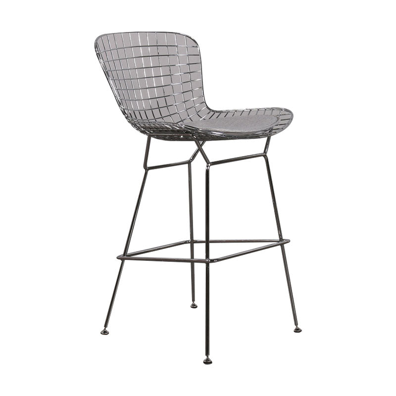 Contemporary Metal Barstools Indoor Bar Stool with Low Back and Footrest Silver Gray 1 Piece Clearhalo 'Bar Furniture' 'Bar Stools' 'bar_stools' 'furn' 'furn_bar_stools' 'furniture_bar_stools' 'Kitchen & Dining Furniture' 'kitchen&dining_furn' 'kitchen' 'kitchen_furn' Furniture' 4611456