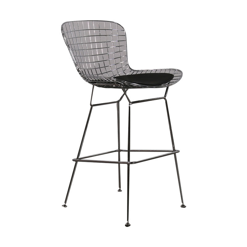 Contemporary Metal Barstools Indoor Bar Stool with Low Back and Footrest Silver Black 1 Piece Clearhalo 'Bar Furniture' 'Bar Stools' 'bar_stools' 'furn' 'furn_bar_stools' 'furniture_bar_stools' 'Kitchen & Dining Furniture' 'kitchen&dining_furn' 'kitchen' 'kitchen_furn' Furniture' 4611458