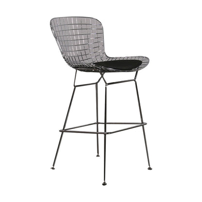 Contemporary Metal Barstools Indoor Bar Stool with Low Back and Footrest Silver Black 1 Piece Clearhalo 'Bar Furniture' 'Bar Stools' 'bar_stools' 'furn' 'furn_bar_stools' 'furniture_bar_stools' 'Kitchen & Dining Furniture' 'kitchen&dining_furn' 'kitchen' 'kitchen_furn' Furniture' 4611458