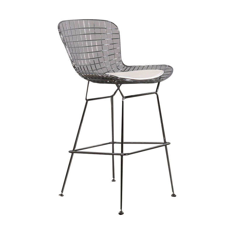 Contemporary Metal Barstools Indoor Bar Stool with Low Back and Footrest Silver White 1 Piece Clearhalo 'Bar Furniture' 'Bar Stools' 'bar_stools' 'furn' 'furn_bar_stools' 'furniture_bar_stools' 'Kitchen & Dining Furniture' 'kitchen&dining_furn' 'kitchen' 'kitchen_furn' Furniture' 4611460