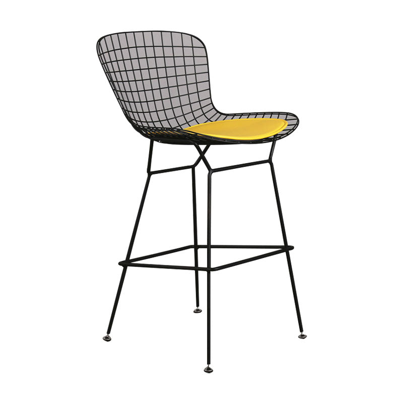 Contemporary Metal Barstools Indoor Bar Stool with Low Back and Footrest Black Yellow 1 Piece Clearhalo 'Bar Furniture' 'Bar Stools' 'bar_stools' 'furn' 'furn_bar_stools' 'furniture_bar_stools' 'Kitchen & Dining Furniture' 'kitchen&dining_furn' 'kitchen' 'kitchen_furn' Furniture' 4611462