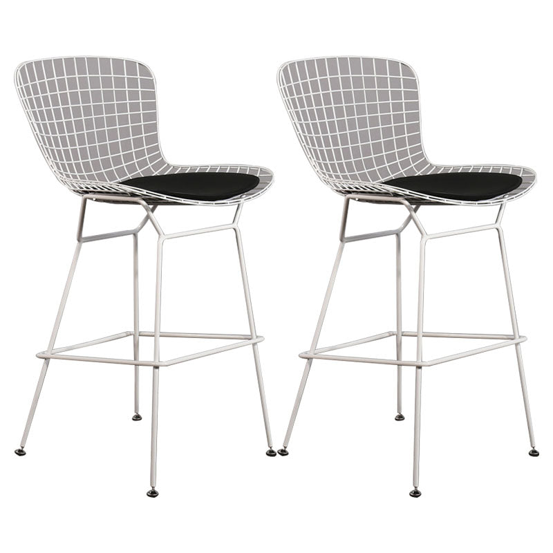 Contemporary Metal Barstools Indoor Bar Stool with Low Back and Footrest White Black 2 Piece Set Clearhalo 'Bar Furniture' 'Bar Stools' 'bar_stools' 'furn' 'furn_bar_stools' 'furniture_bar_stools' 'Kitchen & Dining Furniture' 'kitchen&dining_furn' 'kitchen' 'kitchen_furn' Furniture' 4611464