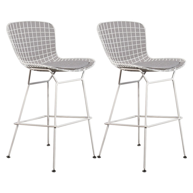 Contemporary Metal Barstools Indoor Bar Stool with Low Back and Footrest White Gray 2 Piece Set Clearhalo 'Bar Furniture' 'Bar Stools' 'bar_stools' 'furn' 'furn_bar_stools' 'furniture_bar_stools' 'Kitchen & Dining Furniture' 'kitchen&dining_furn' 'kitchen' 'kitchen_furn' Furniture' 4611466