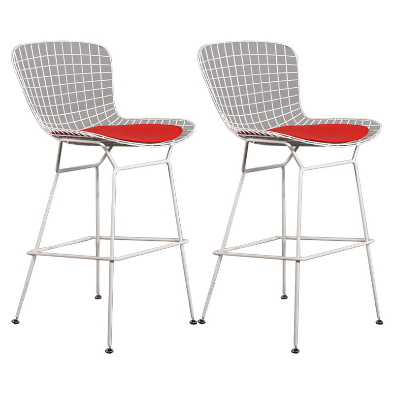 Contemporary Metal Barstools Indoor Bar Stool with Low Back and Footrest White Red 2 Piece Set Clearhalo 'Bar Furniture' 'Bar Stools' 'bar_stools' 'furn' 'furn_bar_stools' 'furniture_bar_stools' 'Kitchen & Dining Furniture' 'kitchen&dining_furn' 'kitchen' 'kitchen_furn' Furniture' 4611469