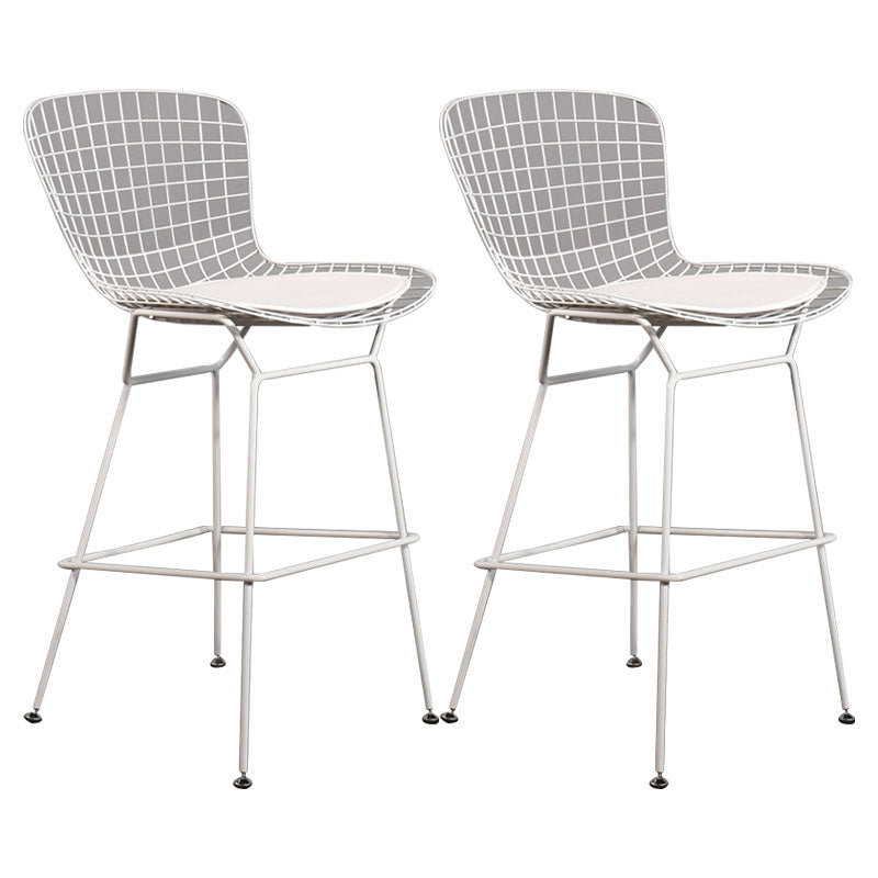 Contemporary Metal Barstools Indoor Bar Stool with Low Back and Footrest White White 2 Piece Set Clearhalo 'Bar Furniture' 'Bar Stools' 'bar_stools' 'furn' 'furn_bar_stools' 'furniture_bar_stools' 'Kitchen & Dining Furniture' 'kitchen&dining_furn' 'kitchen' 'kitchen_furn' Furniture' 4611470