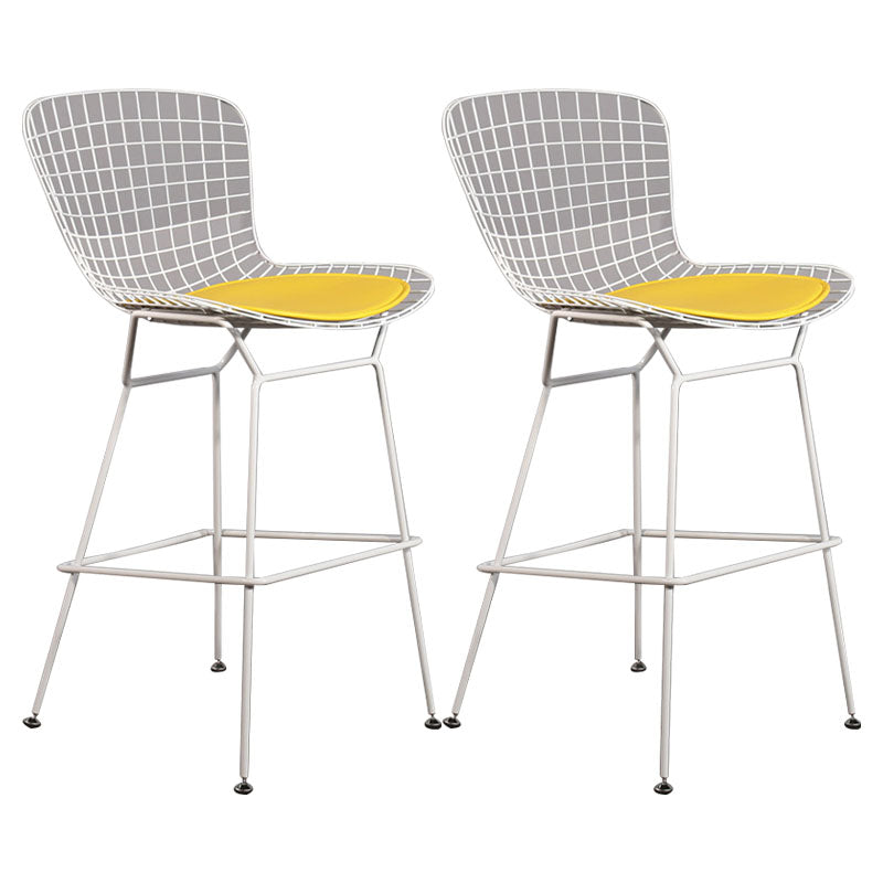 Contemporary Metal Barstools Indoor Bar Stool with Low Back and Footrest White Yellow 2 Piece Set Clearhalo 'Bar Furniture' 'Bar Stools' 'bar_stools' 'furn' 'furn_bar_stools' 'furniture_bar_stools' 'Kitchen & Dining Furniture' 'kitchen&dining_furn' 'kitchen' 'kitchen_furn' Furniture' 4611473