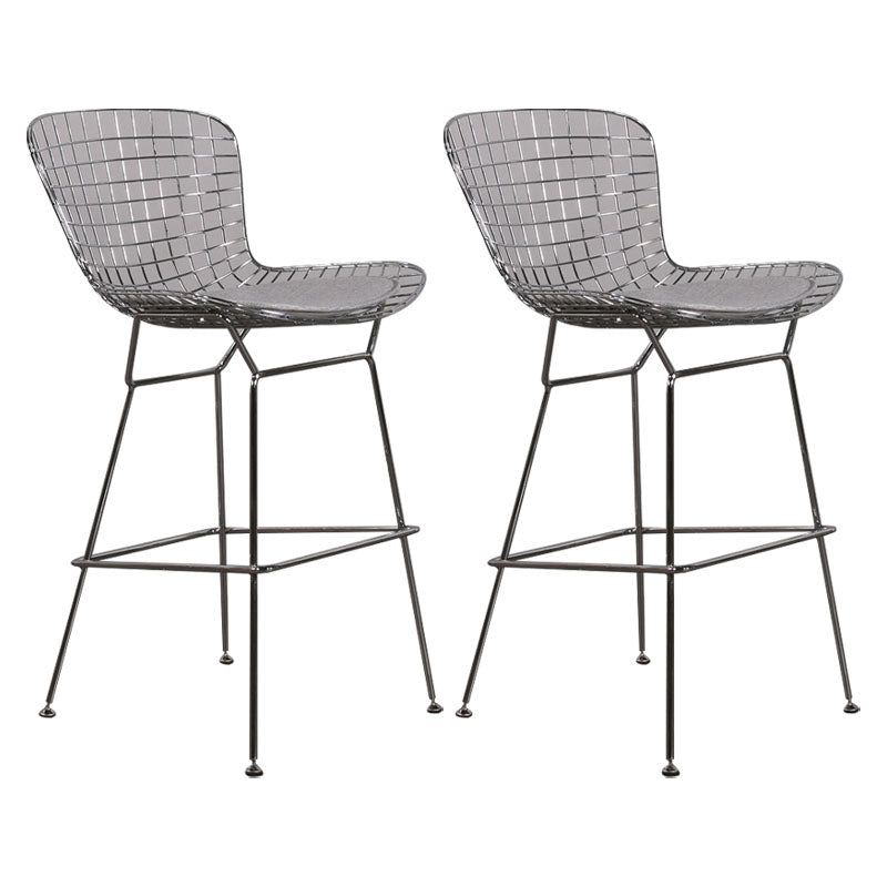 Contemporary Metal Barstools Indoor Bar Stool with Low Back and Footrest Silver Gray 2 Piece Set Clearhalo 'Bar Furniture' 'Bar Stools' 'bar_stools' 'furn' 'furn_bar_stools' 'furniture_bar_stools' 'Kitchen & Dining Furniture' 'kitchen&dining_furn' 'kitchen' 'kitchen_furn' Furniture' 4611475