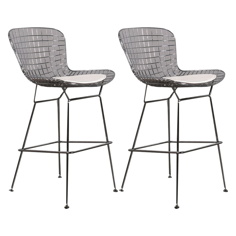 Contemporary Metal Barstools Indoor Bar Stool with Low Back and Footrest Silver White 2 Piece Set Clearhalo 'Bar Furniture' 'Bar Stools' 'bar_stools' 'furn' 'furn_bar_stools' 'furniture_bar_stools' 'Kitchen & Dining Furniture' 'kitchen&dining_furn' 'kitchen' 'kitchen_furn' Furniture' 4611477