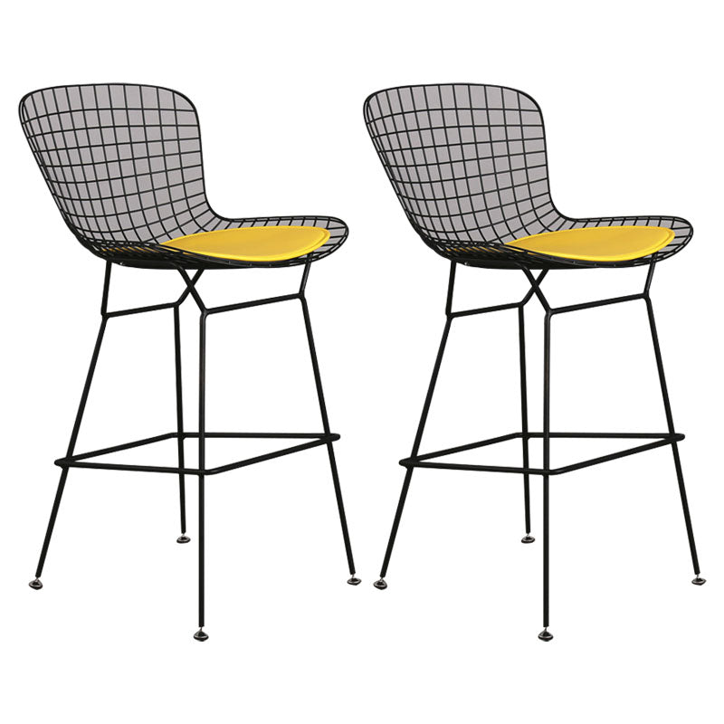Contemporary Metal Barstools Indoor Bar Stool with Low Back and Footrest Black Yellow 2 Piece Set Clearhalo 'Bar Furniture' 'Bar Stools' 'bar_stools' 'furn' 'furn_bar_stools' 'furniture_bar_stools' 'Kitchen & Dining Furniture' 'kitchen&dining_furn' 'kitchen' 'kitchen_furn' Furniture' 4611478