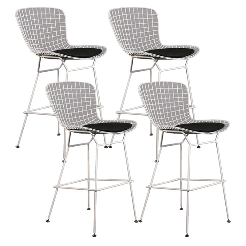 Contemporary Metal Barstools Indoor Bar Stool with Low Back and Footrest White Black 4 Piece Set Clearhalo 'Bar Furniture' 'Bar Stools' 'bar_stools' 'furn' 'furn_bar_stools' 'furniture_bar_stools' 'Kitchen & Dining Furniture' 'kitchen&dining_furn' 'kitchen' 'kitchen_furn' Furniture' 4611479