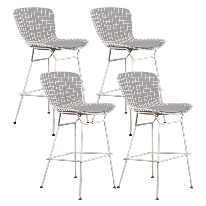Contemporary Metal Barstools Indoor Bar Stool with Low Back and Footrest White Gray 4 Piece Set Clearhalo 'Bar Furniture' 'Bar Stools' 'bar_stools' 'furn' 'furn_bar_stools' 'furniture_bar_stools' 'Kitchen & Dining Furniture' 'kitchen&dining_furn' 'kitchen' 'kitchen_furn' Furniture' 4611480
