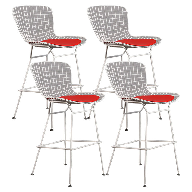 Contemporary Metal Barstools Indoor Bar Stool with Low Back and Footrest White Red 4 Piece Set Clearhalo 'Bar Furniture' 'Bar Stools' 'bar_stools' 'furn' 'furn_bar_stools' 'furniture_bar_stools' 'Kitchen & Dining Furniture' 'kitchen&dining_furn' 'kitchen' 'kitchen_furn' Furniture' 4611481