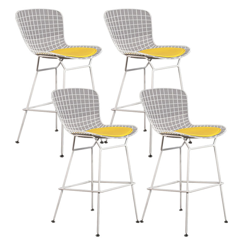 Contemporary Metal Barstools Indoor Bar Stool with Low Back and Footrest White Yellow 4 Piece Set Clearhalo 'Bar Furniture' 'Bar Stools' 'bar_stools' 'furn' 'furn_bar_stools' 'furniture_bar_stools' 'Kitchen & Dining Furniture' 'kitchen&dining_furn' 'kitchen' 'kitchen_furn' Furniture' 4611483