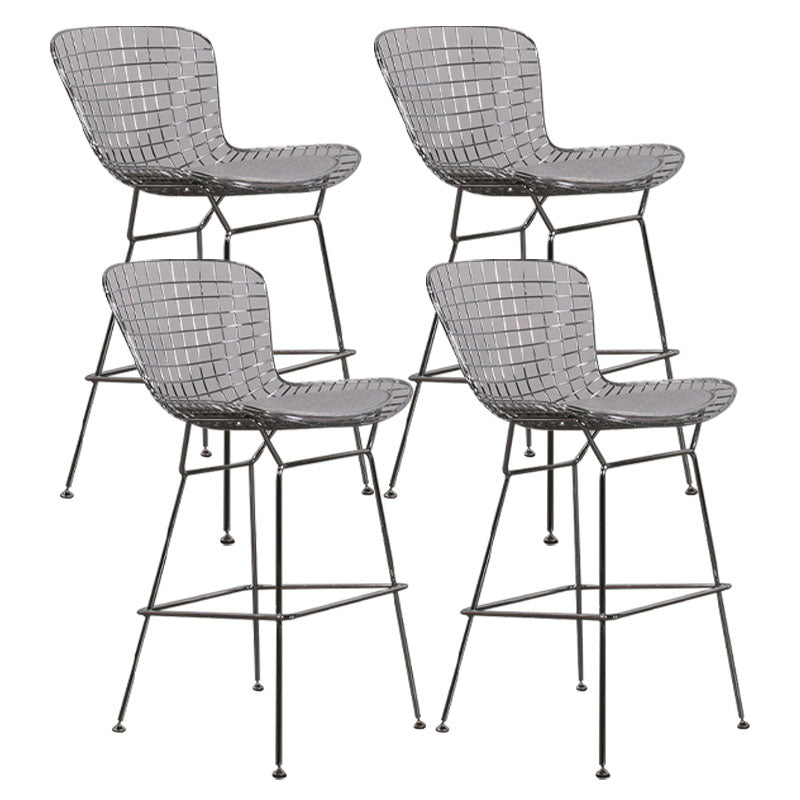Contemporary Metal Barstools Indoor Bar Stool with Low Back and Footrest Silver Gray 4 Piece Set Clearhalo 'Bar Furniture' 'Bar Stools' 'bar_stools' 'furn' 'furn_bar_stools' 'furniture_bar_stools' 'Kitchen & Dining Furniture' 'kitchen&dining_furn' 'kitchen' 'kitchen_furn' Furniture' 4611485