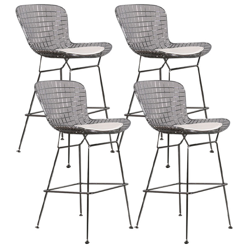 Contemporary Metal Barstools Indoor Bar Stool with Low Back and Footrest Silver White 4 Piece Set Clearhalo 'Bar Furniture' 'Bar Stools' 'bar_stools' 'furn' 'furn_bar_stools' 'furniture_bar_stools' 'Kitchen & Dining Furniture' 'kitchen&dining_furn' 'kitchen' 'kitchen_furn' Furniture' 4611487