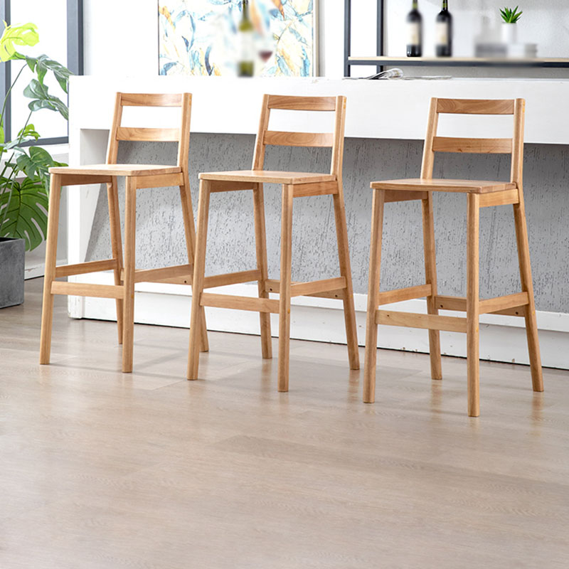 Contemporary Solid Wood Bar Stool Indoor Bar Stool with Footrest and Low Back Clearhalo 'Bar Furniture' 'Bar Stools' 'bar_stools' 'furn' 'furn_bar_stools' 'furniture_bar_stools' 'Kitchen & Dining Furniture' 'kitchen&dining_furn' 'kitchen' 'kitchen_furn' Furniture' 4611582