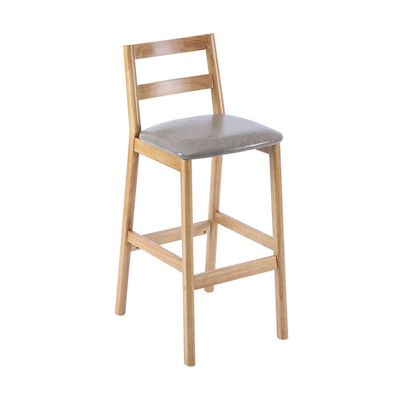 Contemporary Solid Wood Bar Stool Indoor Bar Stool with Footrest and Low Back Light Gray-White 1 Piece Clearhalo 'Bar Furniture' 'Bar Stools' 'bar_stools' 'furn' 'furn_bar_stools' 'furniture_bar_stools' 'Kitchen & Dining Furniture' 'kitchen&dining_furn' 'kitchen' 'kitchen_furn' Furniture' 4611583